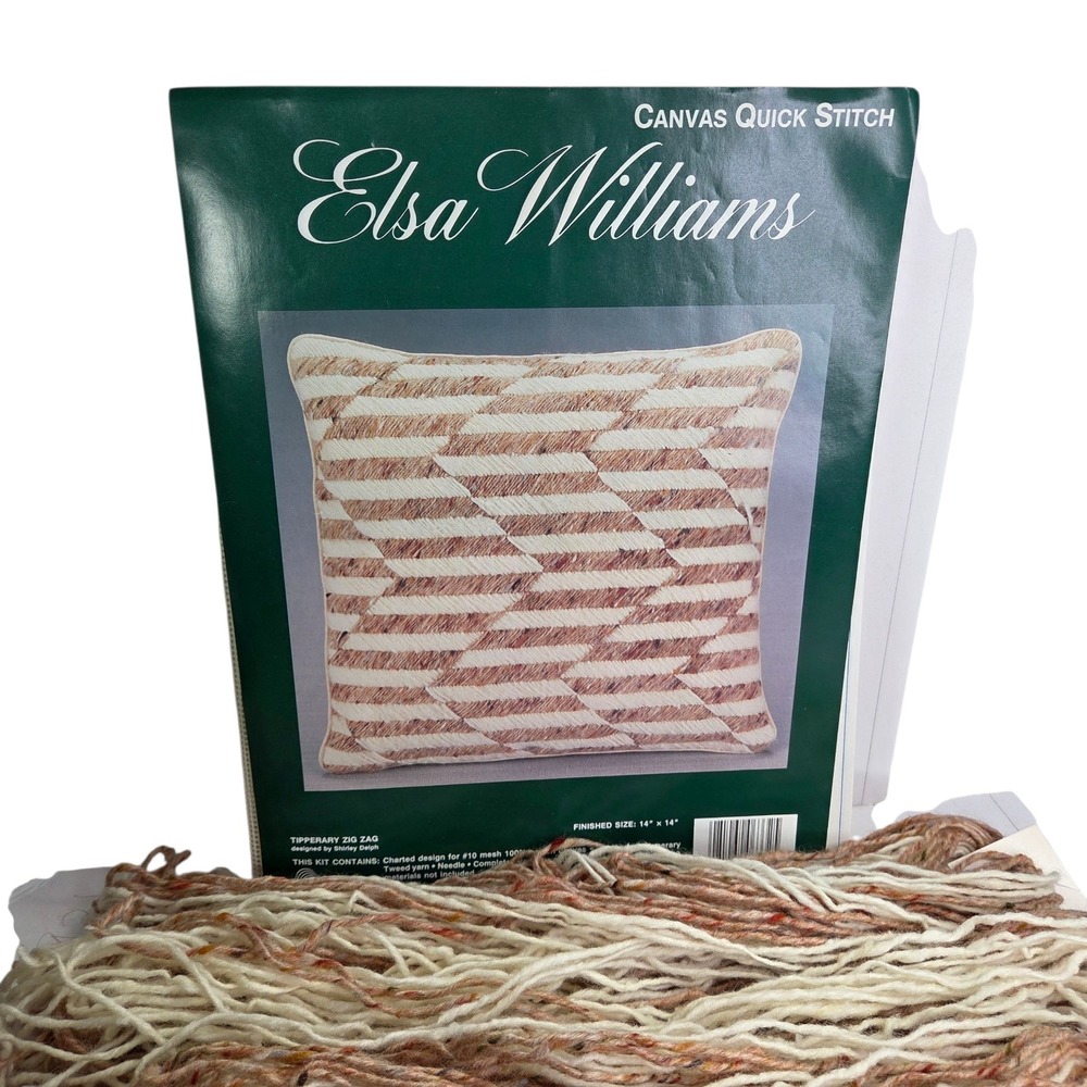 Elsa Williams Tipperary Zig Zag Quick Long Stitch Tweed Wool Needlpnt Canvas Kit